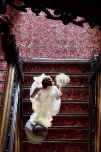 Bride on staircase