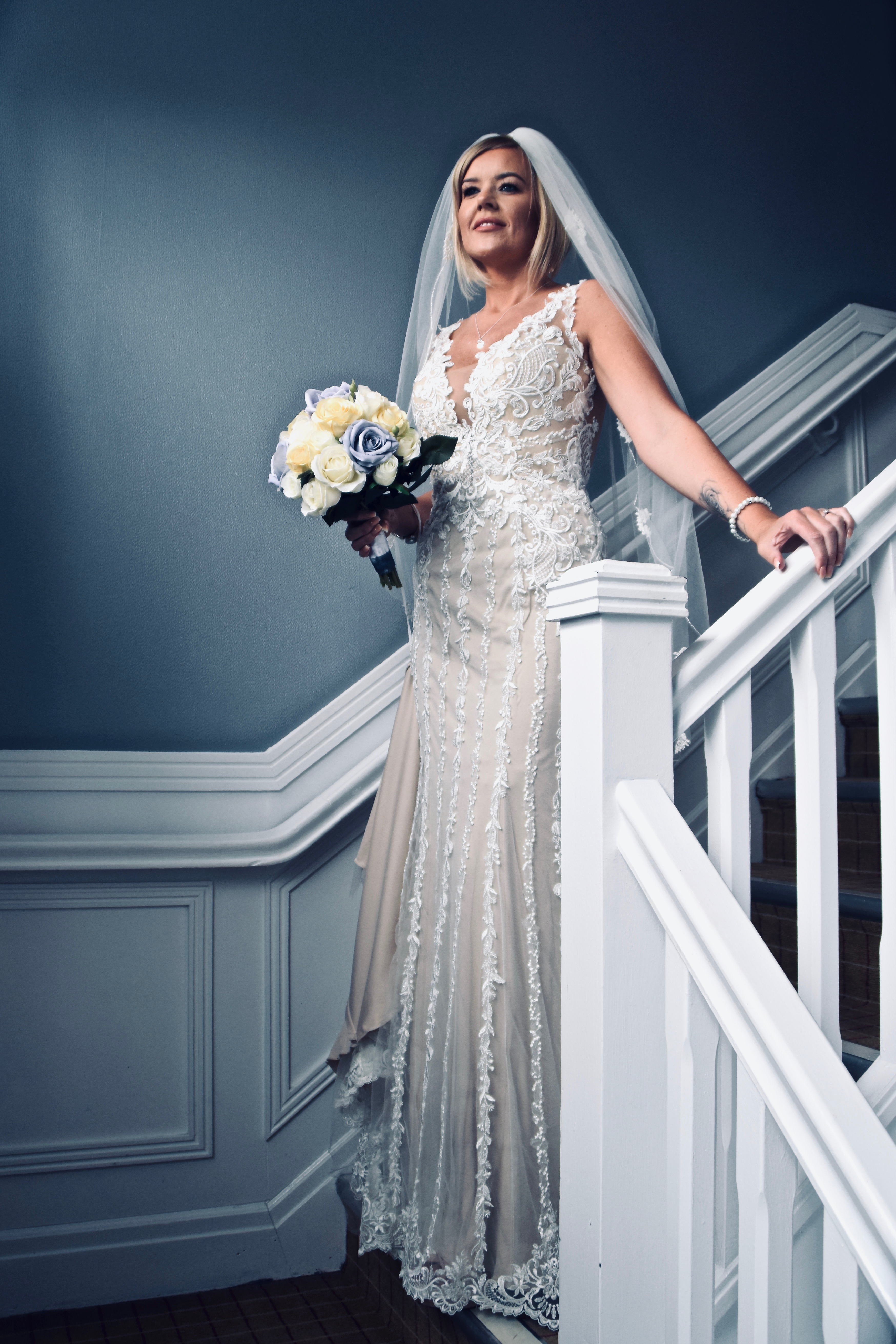 Bride on staircase